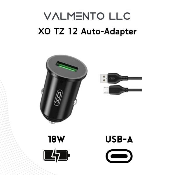 XO TZ 12 Auto-Adapter 18W - USB-A DK microUSB Schwarz